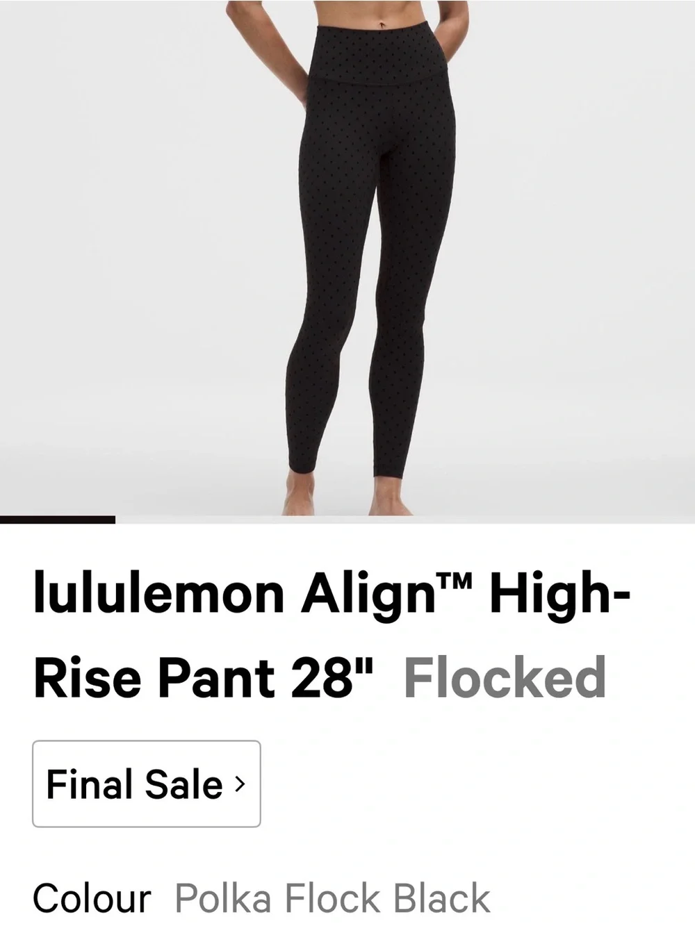 Lululemon athletica Black Polka-FLOCK Leggings with Size Tag 16